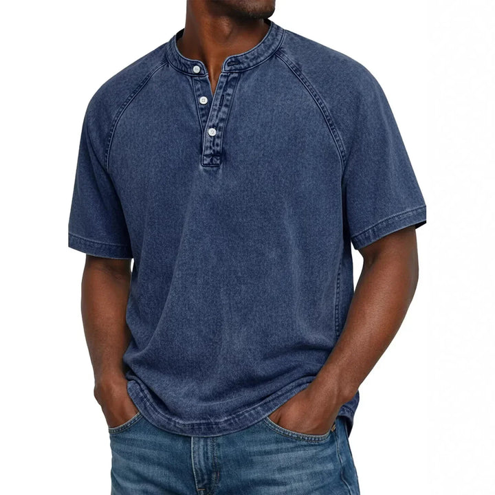 Men's Short-Sleeve Henley | Vintage Washed Button Tee 8