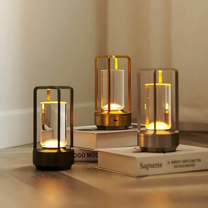 Cordless Touch Dimming Table Lamp with Open Frame Cylinder Shade 2