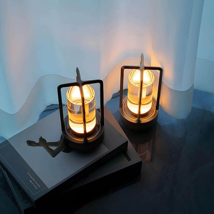 Cordless Touch Dimming Table Lamp with Open Frame Cylinder Shade 3