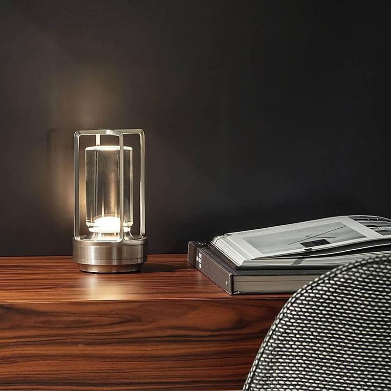 Cordless Touch Dimming Table Lamp with Open Frame Cylinder Shade 5