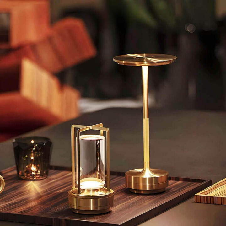 Cordless Touch Dimming Table Lamp with Open Frame Cylinder Shade 7