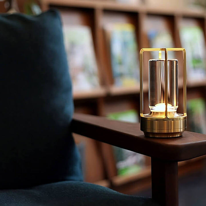 Cordless Touch Dimming Table Lamp with Open Frame Cylinder Shade 8