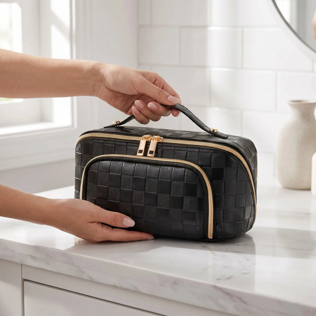 Textured Cosmetic Travel Bag - Valora