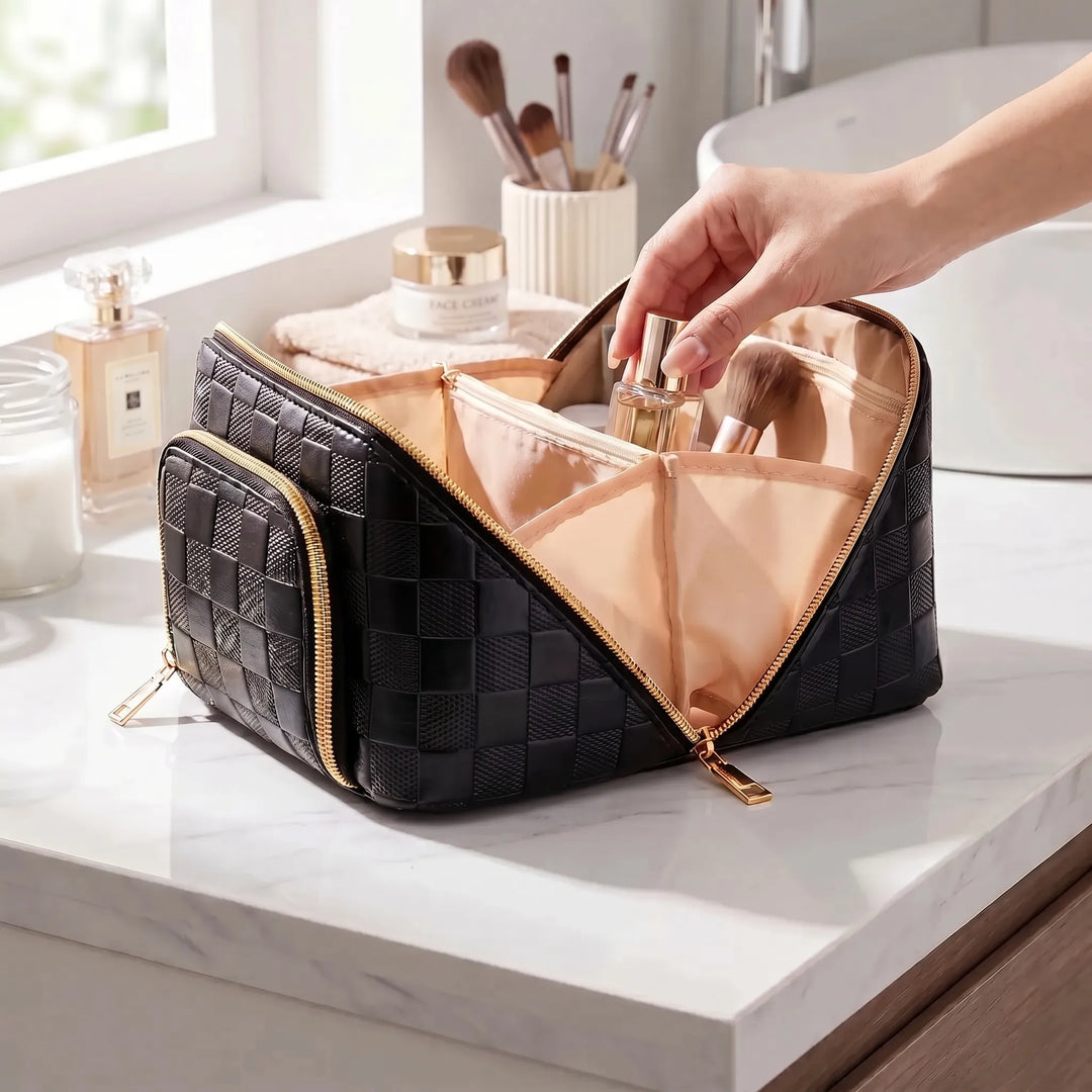 Textured Cosmetic Travel Bag - Valora