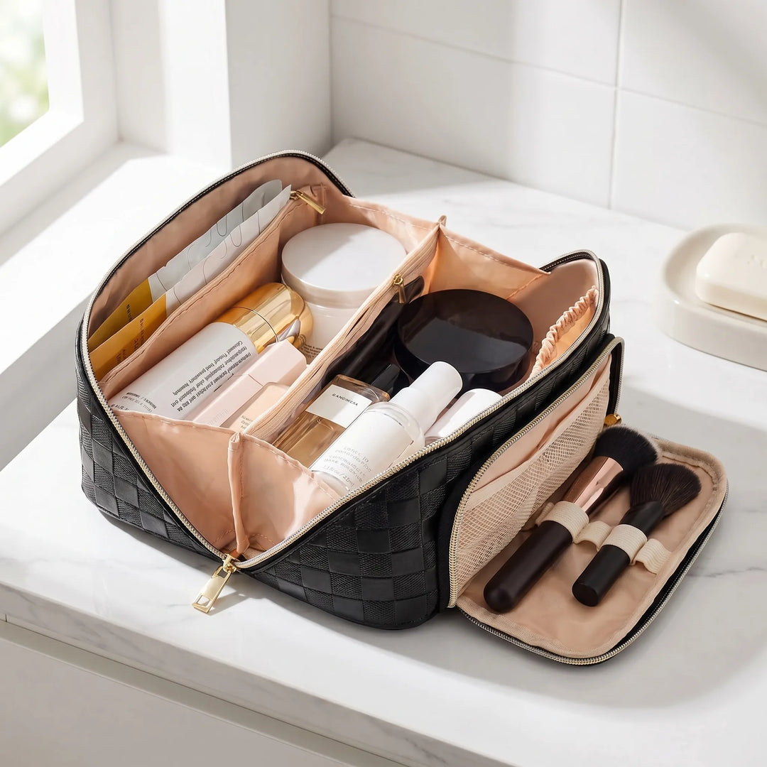 Textured Cosmetic Travel Bag - Valora