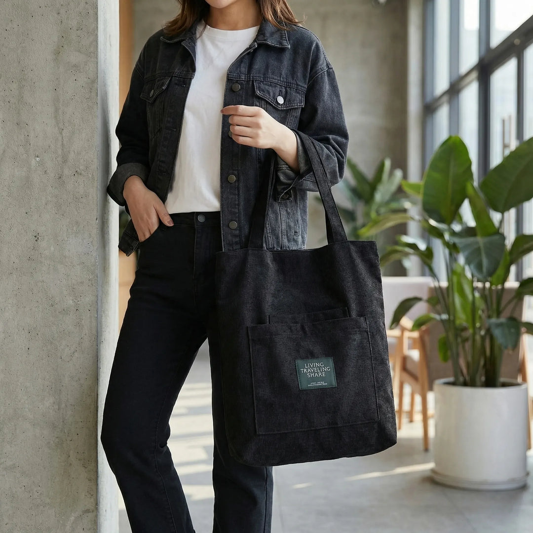 Textured Ribbed Tote Bag - Lumara