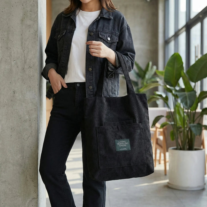 Textured Ribbed Tote Bag - Lumara