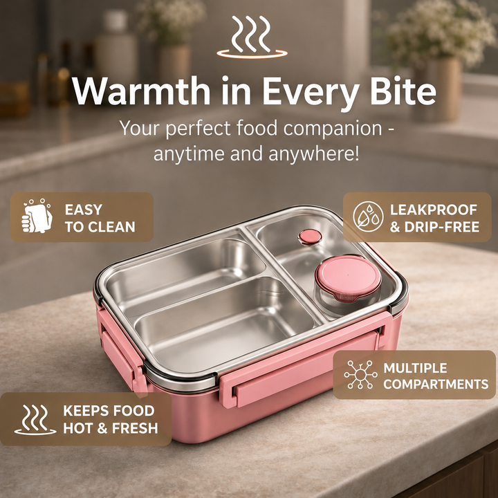Insulated Food Thermos | Stainless Steel Compartments | Leakproof Lid 7