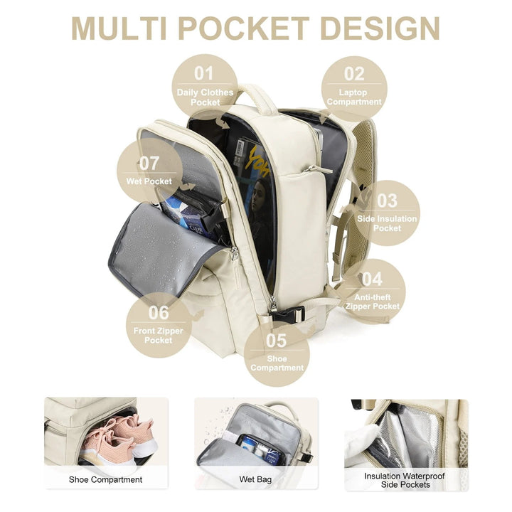 Multifunctional Women's Backpack 35L with USB Port 2