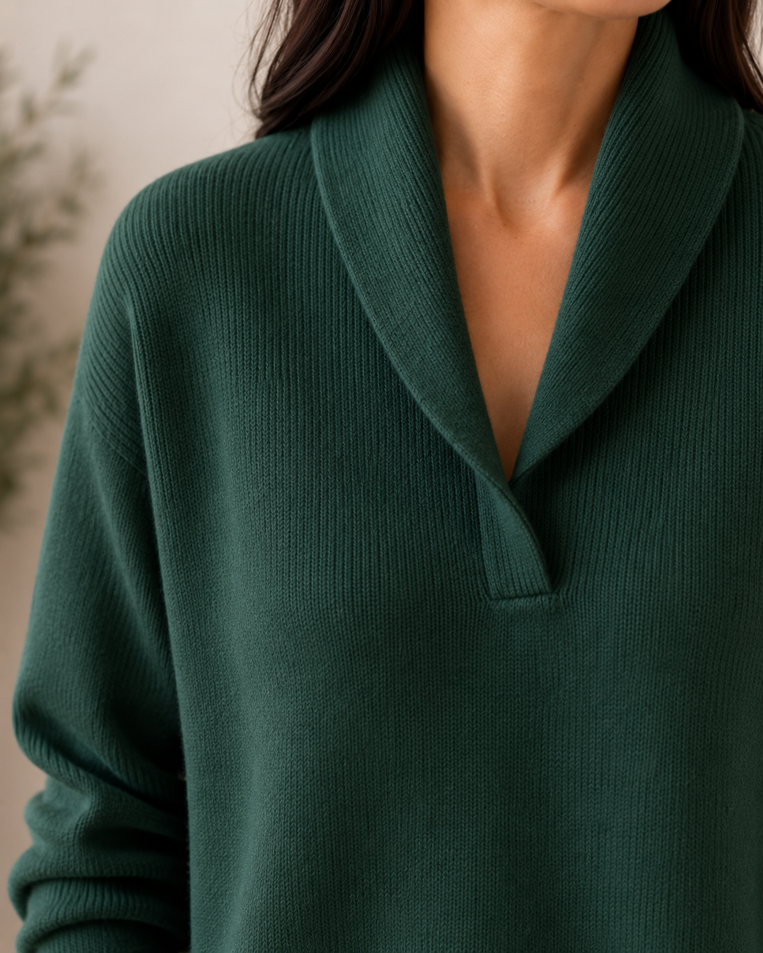 Women's Soft Sweater with Shawl Collar and Long Sleeves 12