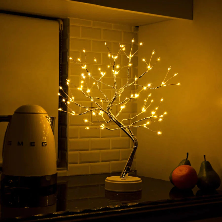 Handmade LED Tree Lamp with 108 Warm Lights, Bendable Branches, USB or Battery 5