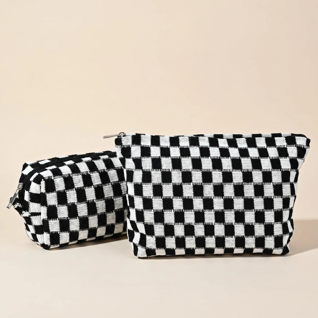 Two Piece Cosmetic Pouch Set - Checkra