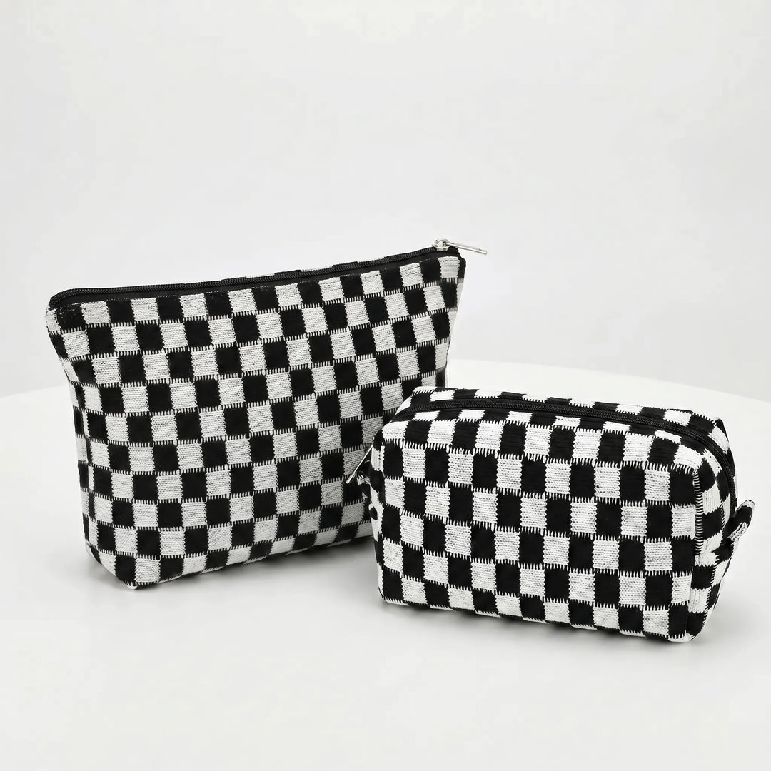 Two Piece Cosmetic Pouch Set - Checkra
