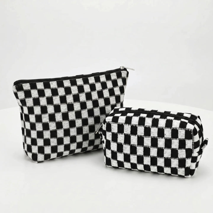 Two Piece Cosmetic Pouch Set - Checkra