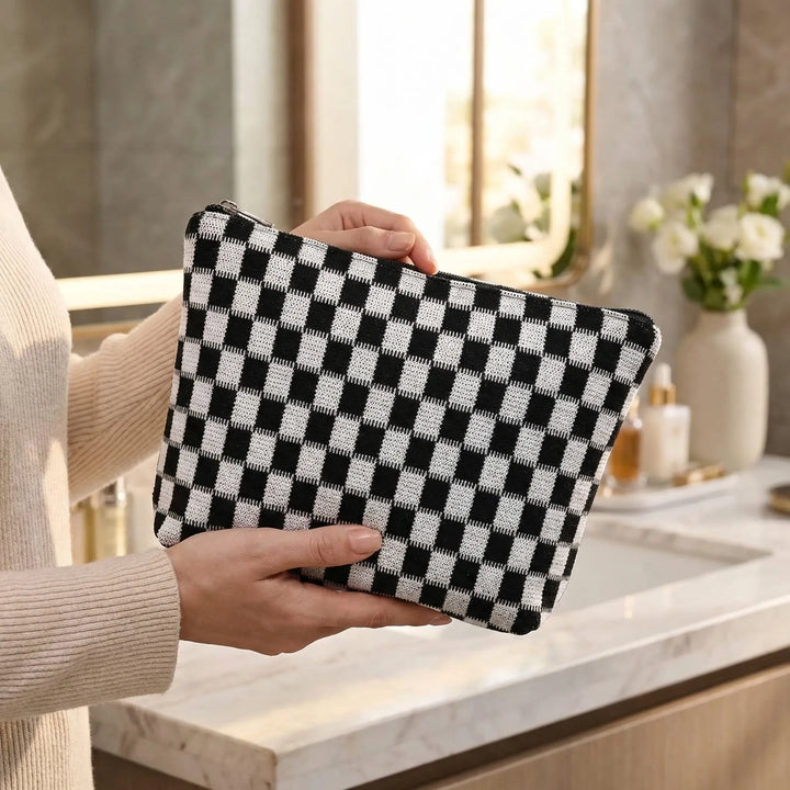 Two Piece Cosmetic Pouch Set - Checkra