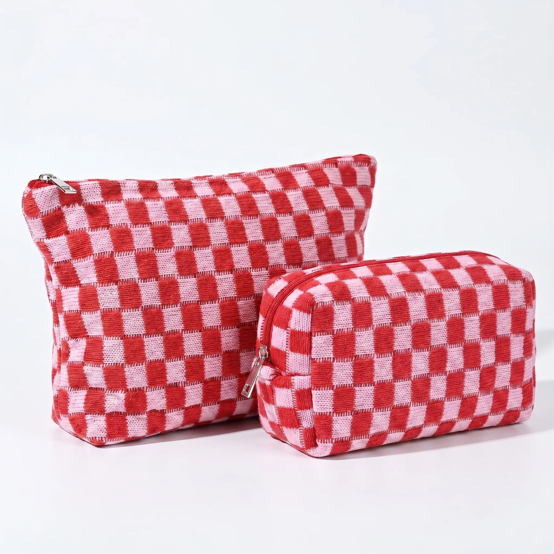 Two Piece Cosmetic Pouch Set - Checkra