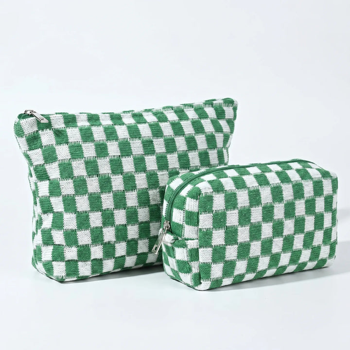Two Piece Cosmetic Pouch Set - Checkra