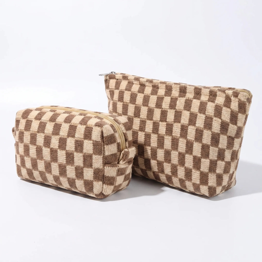 Two Piece Cosmetic Pouch Set - Checkra