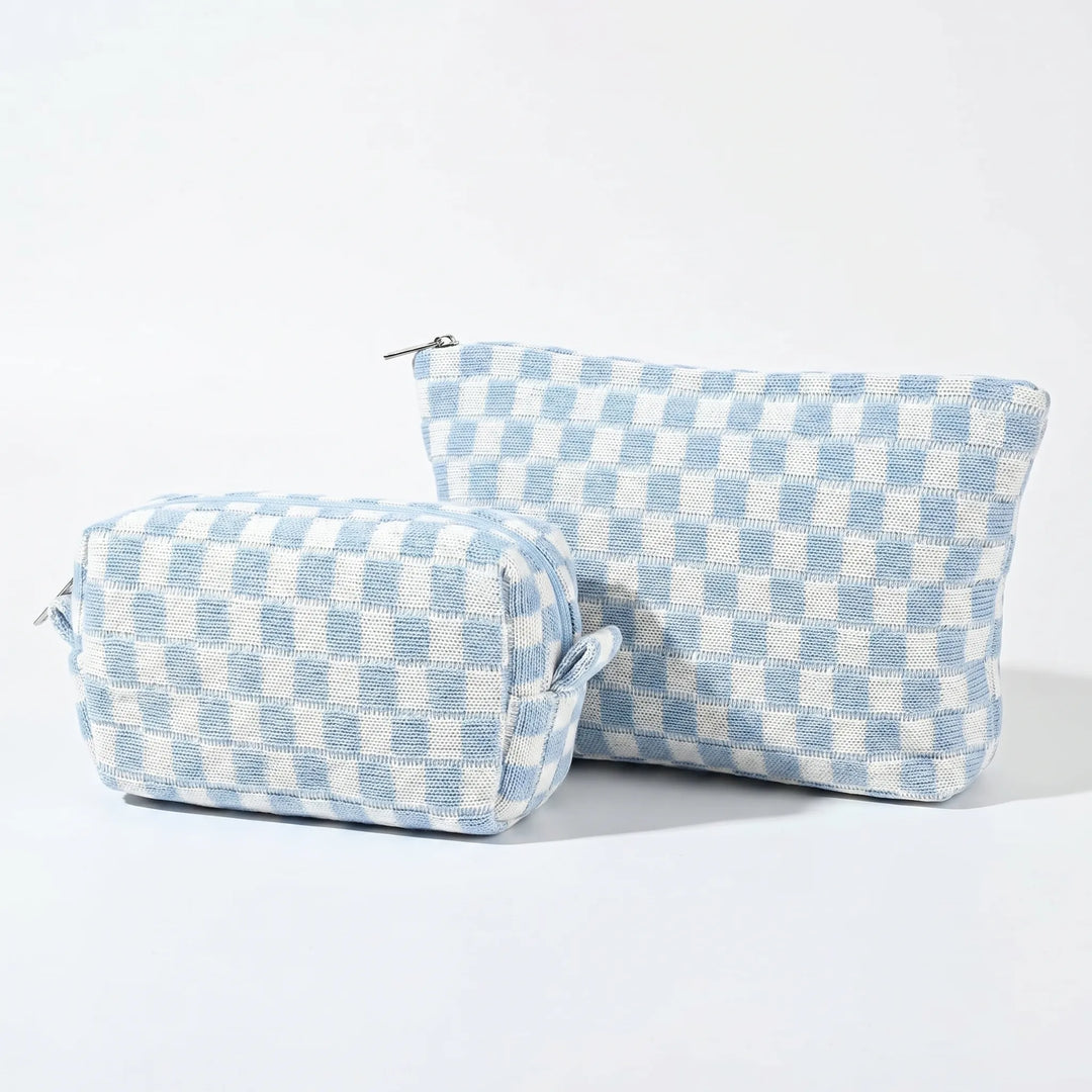 Two Piece Cosmetic Pouch Set - Checkra
