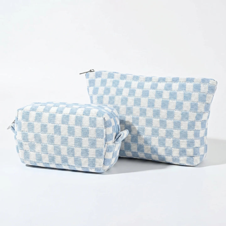Two Piece Cosmetic Pouch Set - Checkra
