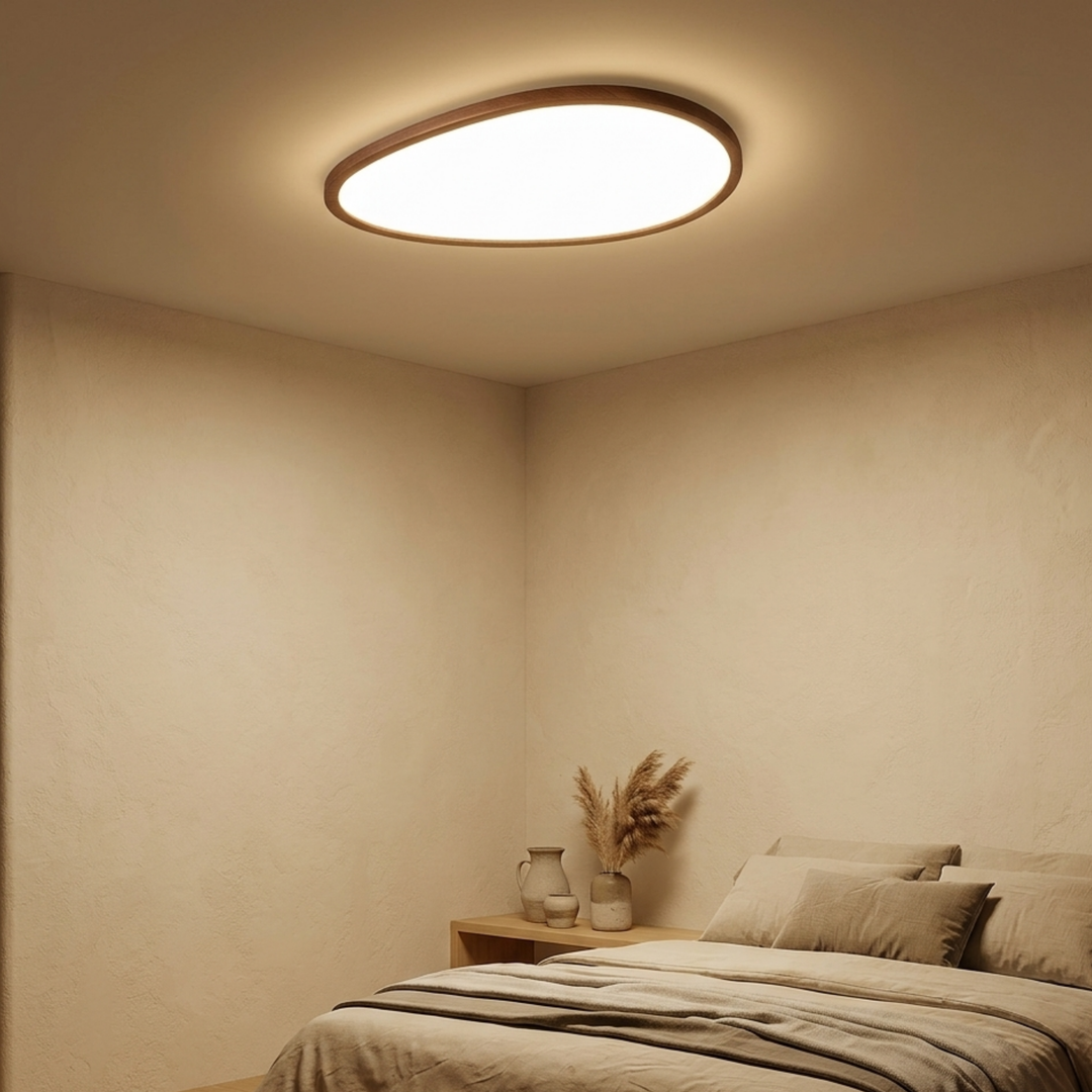 Ultra Slim Dark Wood Look LED Ceiling Light, Flush Mount Lamp 4