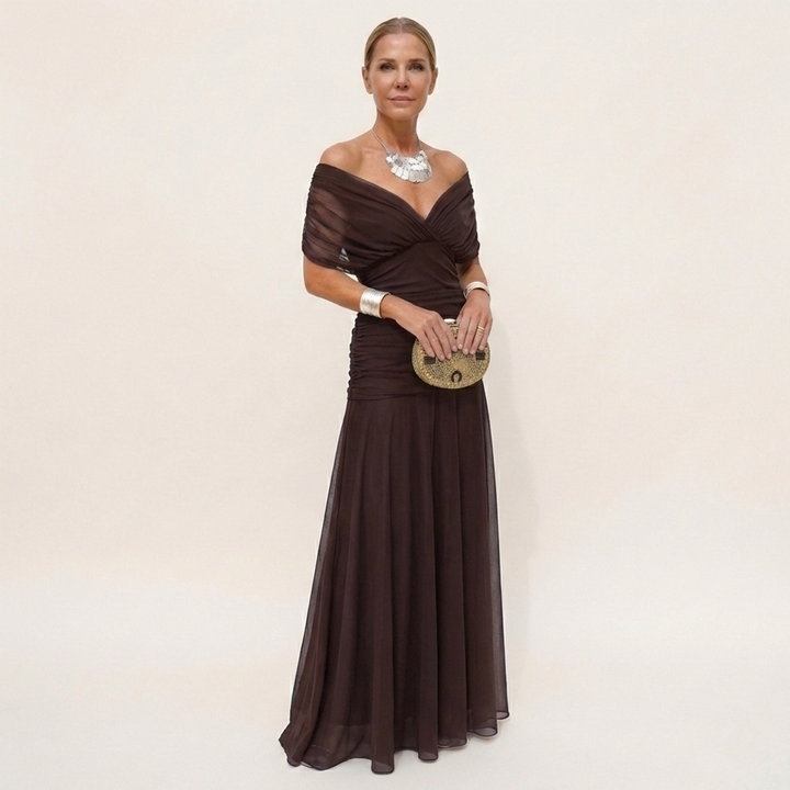 Women's Long Elegant Flowy Dress – V-Neck Sophisticated Design 2