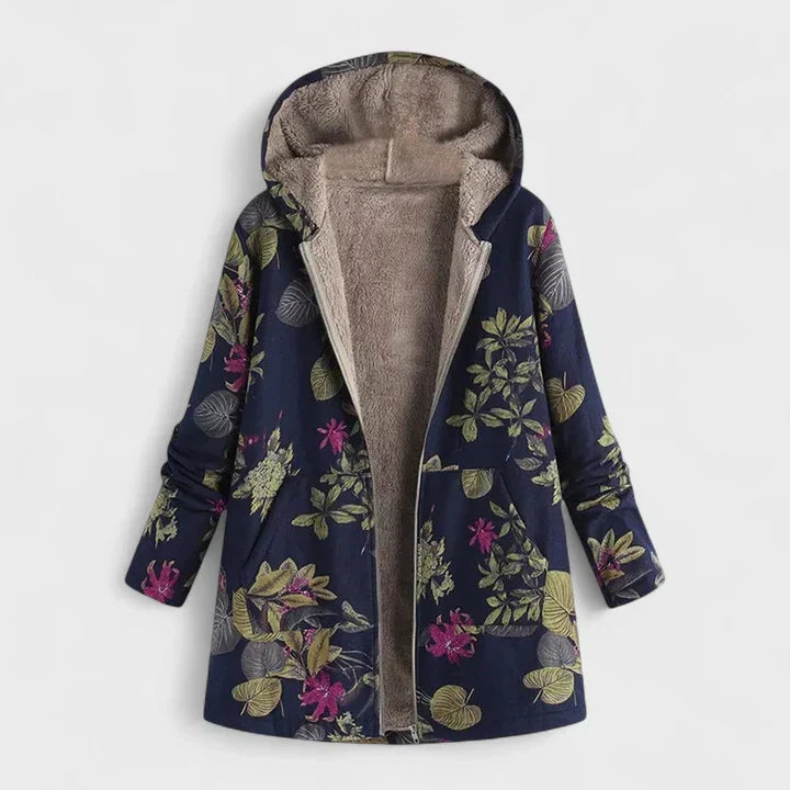Vintage Floral Hooded Parka with Full Zip and Side Pockets 3