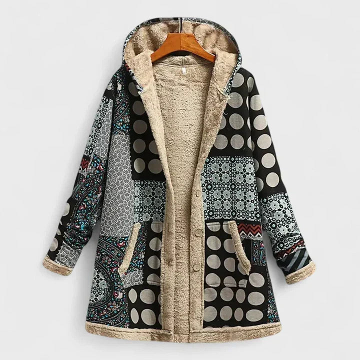 Vintage Floral Hooded Parka with Full Zip and Side Pockets 4