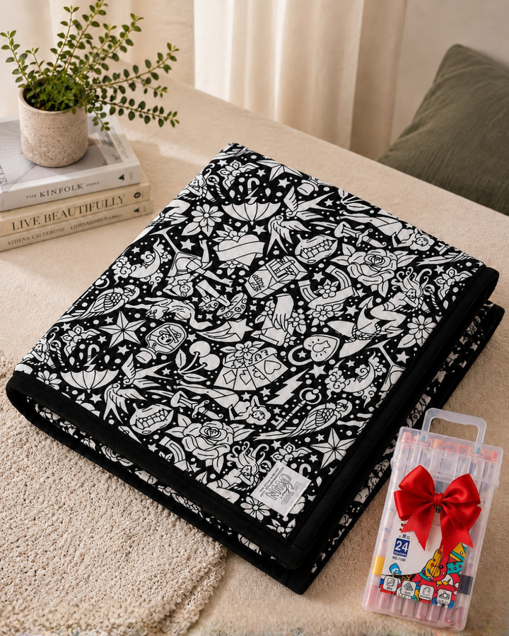 Color & Cuddle Blanket, Soft Velvety Coloring Throw 8
