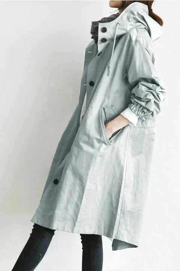 Oversized Waterproof Hooded Trench Coat 4