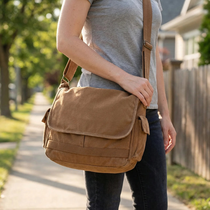 Vintage-Style Crossbody Messenger Bag - Karvex