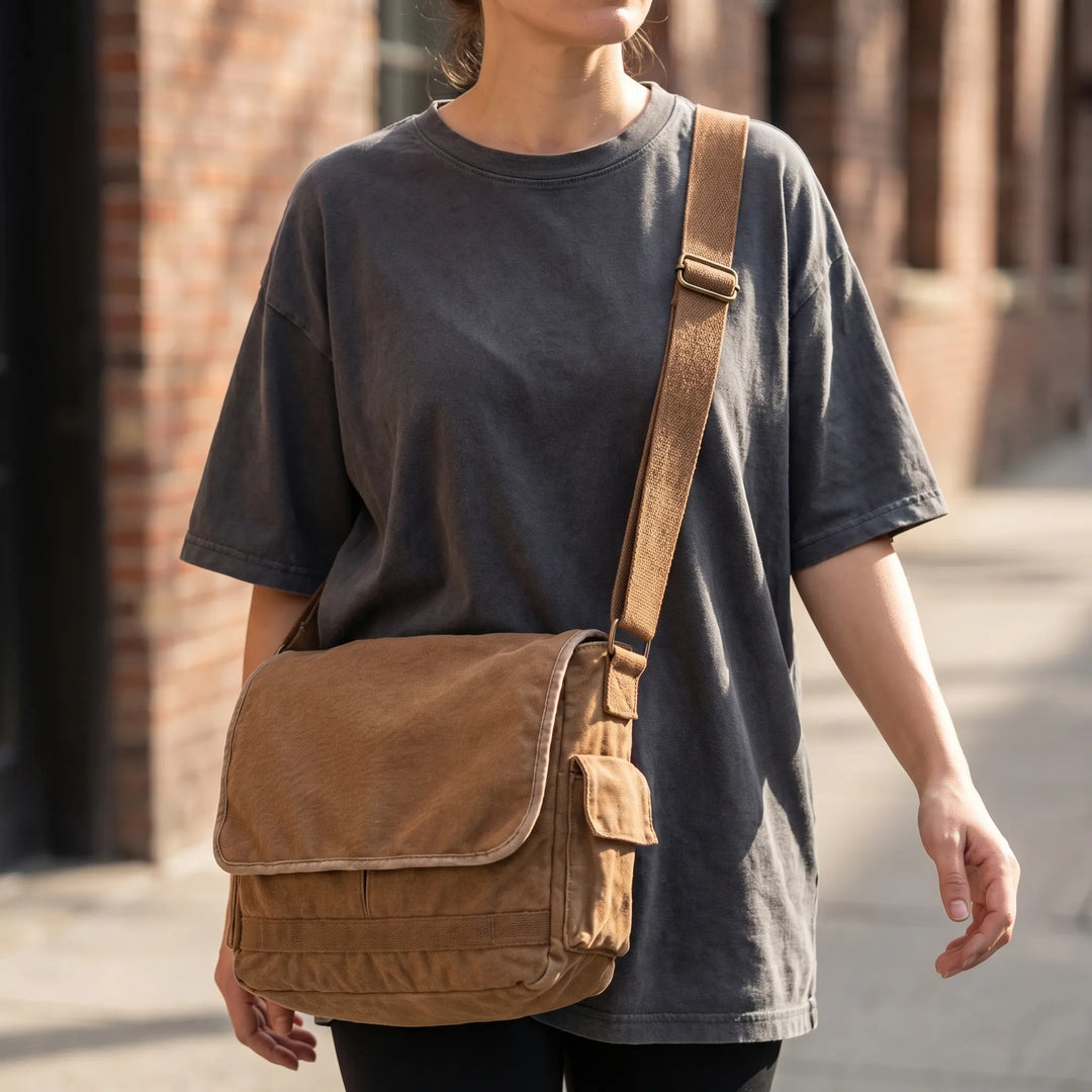 Vintage-Style Crossbody Messenger Bag - Karvex
