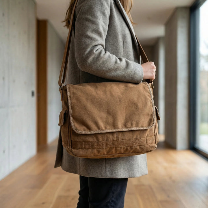 Vintage-Style Crossbody Messenger Bag - Karvex