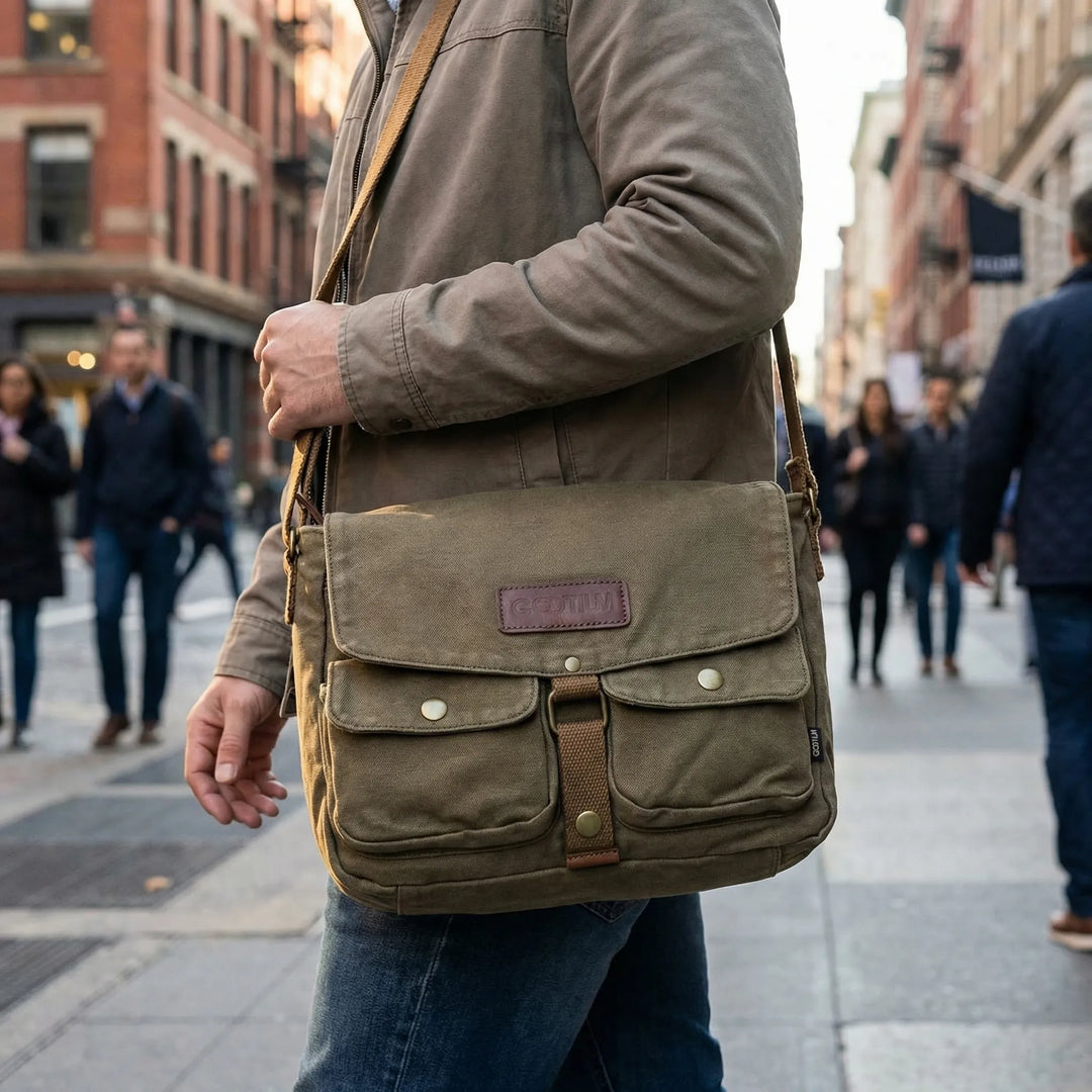 Vintage-Style Crossbody Messenger Bag - Kaelven