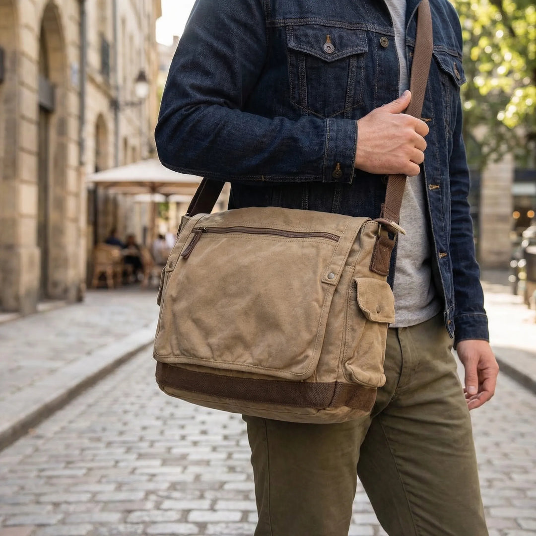 Spacious Vintage-Style Messenger Bag - Haulavik