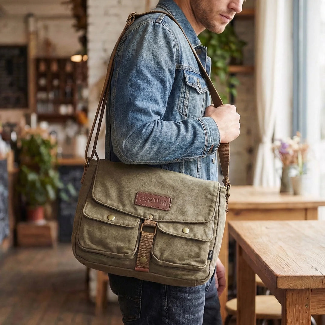 Compact Vintage Crossbody Messenger Bag - Ruggora