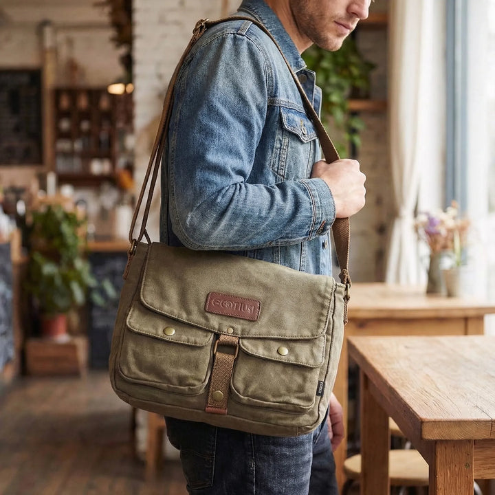 Compact Vintage Crossbody Messenger Bag - Ruggora