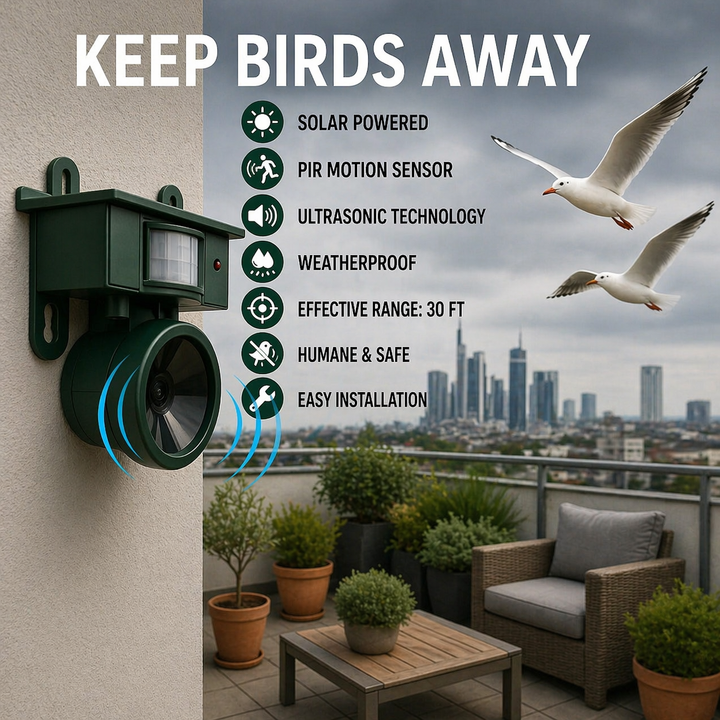 Bird Deterrent | Solar-Powered Motion Sensor | Animal-Friendly Hawk Calls 8