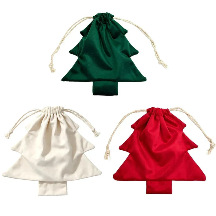 Christmas Tree Shaped Gift Bag with Drawstring Closure, Durable Fabric 5
