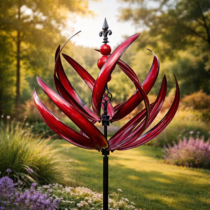 Weathervane Metal Lotus Wind Spinner - Rust-Resistant Garden Decor 10