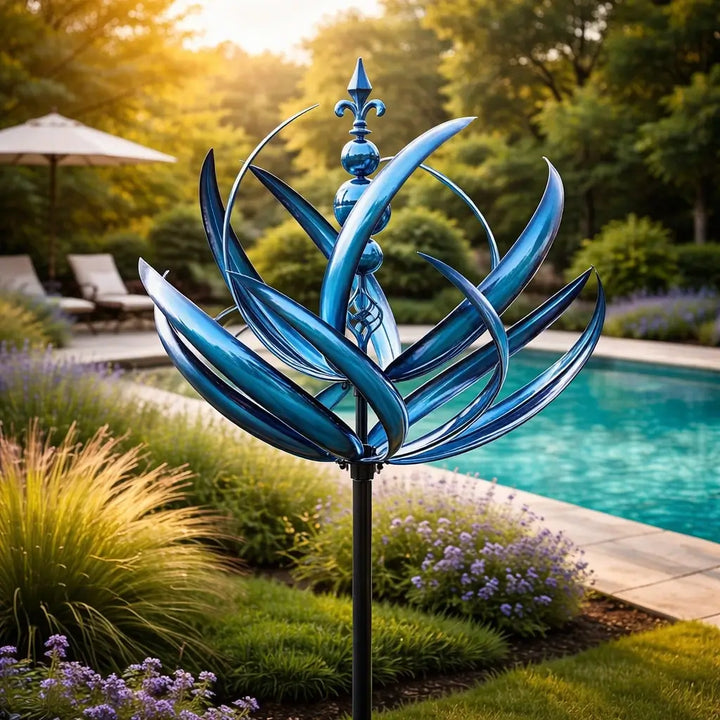 Weathervane Metal Lotus Wind Spinner - Rust-Resistant Garden Decor 11