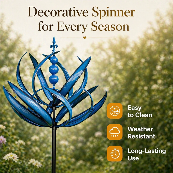 Weathervane Metal Lotus Wind Spinner - Rust-Resistant Garden Decor 3