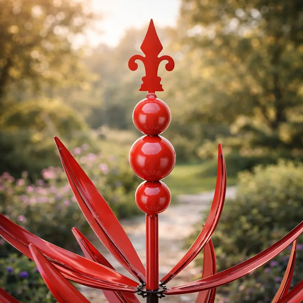 Weathervane Metal Lotus Wind Spinner - Rust-Resistant Garden Decor 5