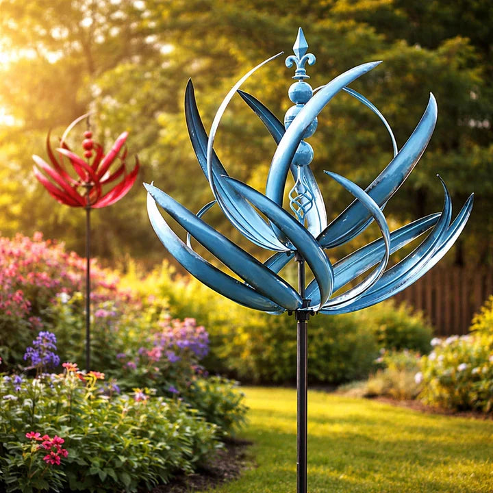 Weathervane Metal Lotus Wind Spinner - Rust-Resistant Garden Decor 1