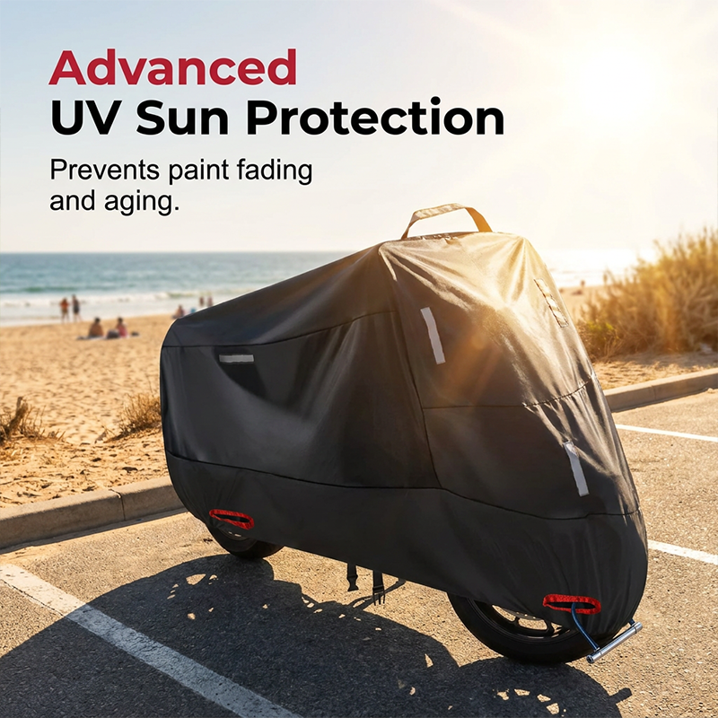 Weatherproof Motorcycle Cover | Oxford Fabric | Reflective Strips & Lock Holes 2