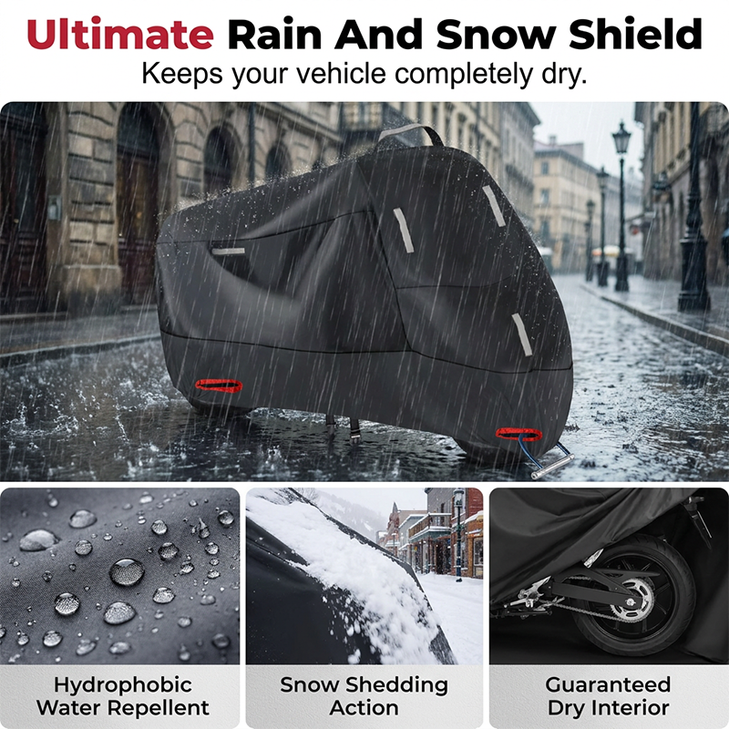 Weatherproof Motorcycle Cover | Oxford Fabric | Reflective Strips & Lock Holes 6
