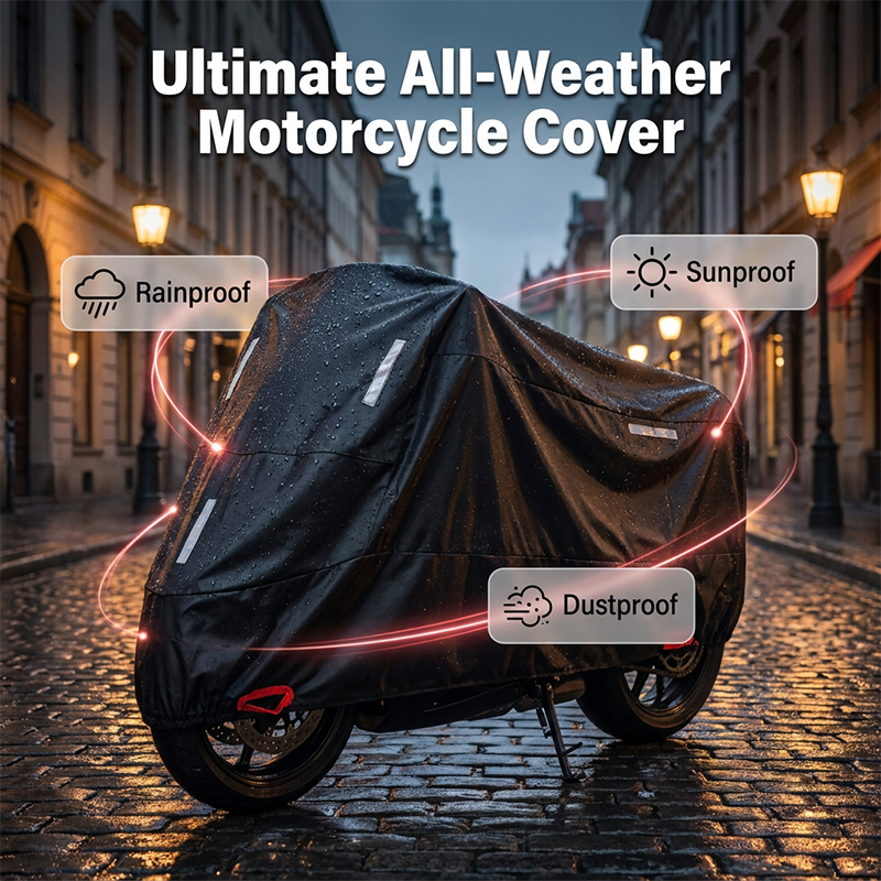 Weatherproof Motorcycle Cover | Oxford Fabric | Reflective Strips & Lock Holes 1
