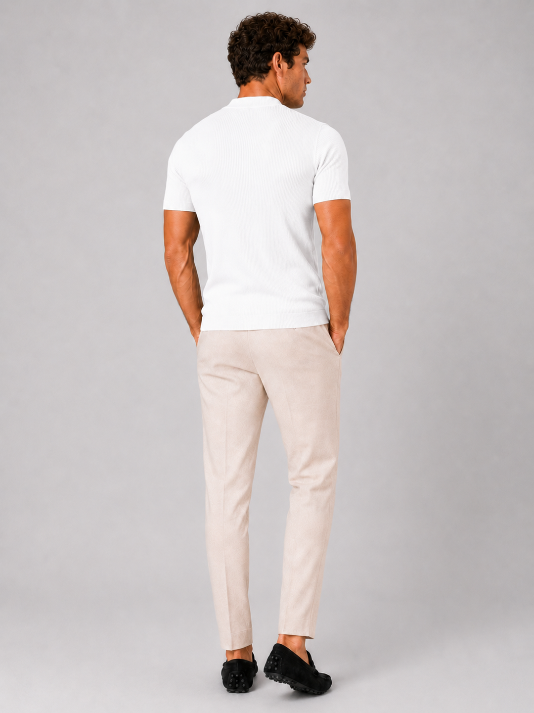 Men's Mock Neck Ribbed T-Shirt Fitted Stretch Short Sleeve Top 14