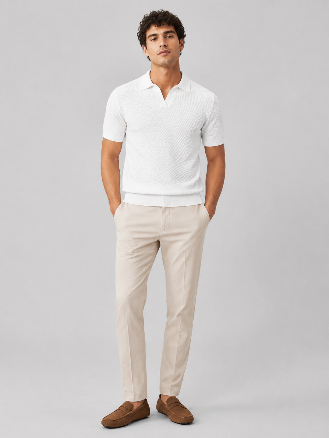 Men's Knit Polo Shirt, Lightweight Breathable Stretch Short Sleeve Summer Polo 33