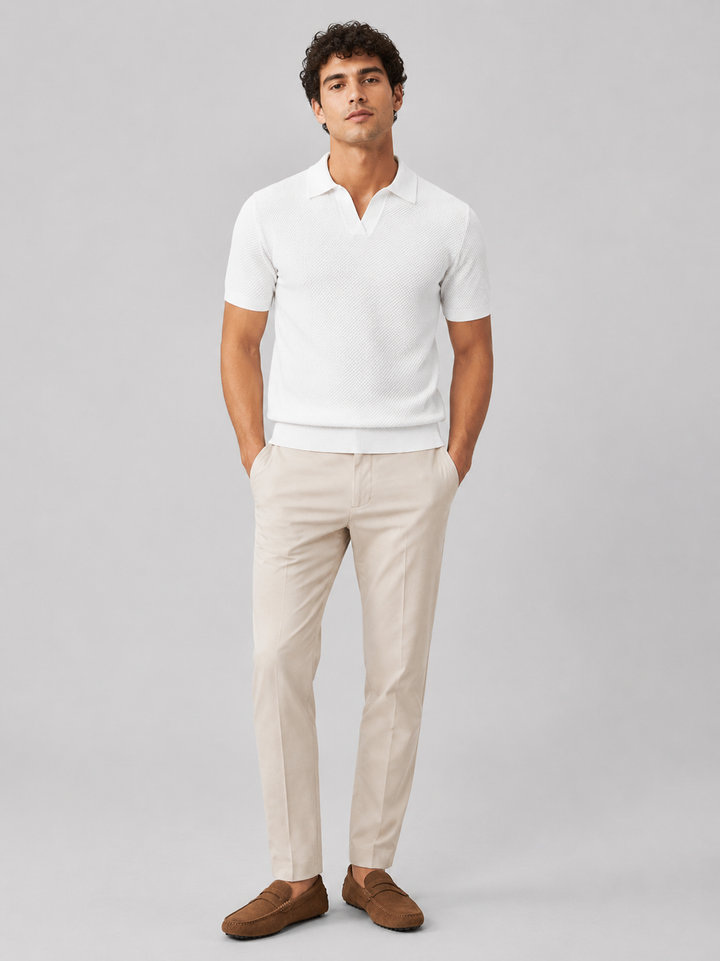 Men's Knit Polo Shirt, Lightweight Breathable Stretch Short Sleeve Summer Polo 33